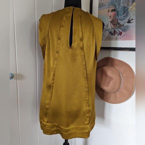 Diane Von Furstenberg Gold 💯% Silk Top 10 Fairy Whimsical Princess Boho - Picture 7 of 10